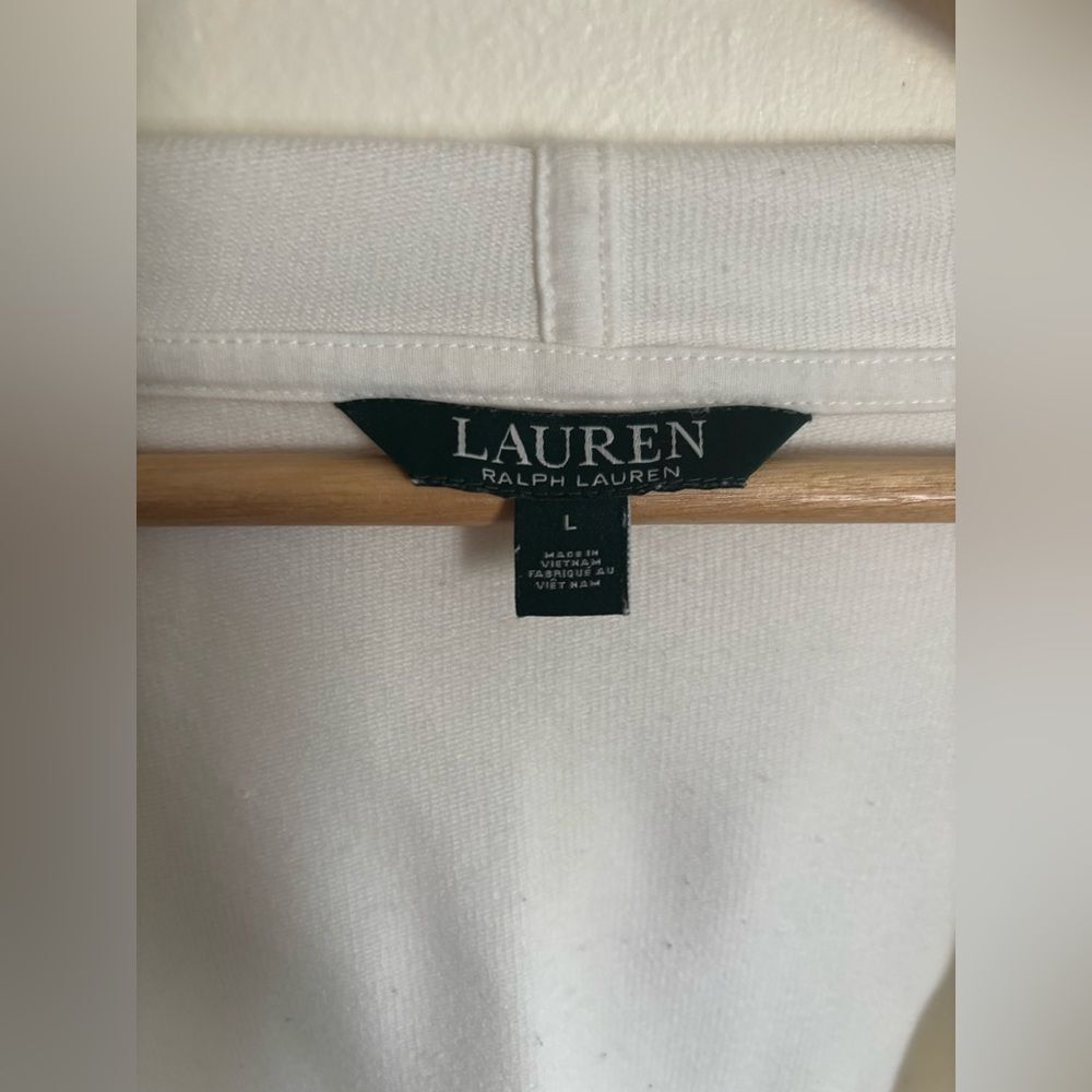 Lauren Ralph Lauren White/Cream Cross Front Hoodie Size Large - Picture 4 of 7
